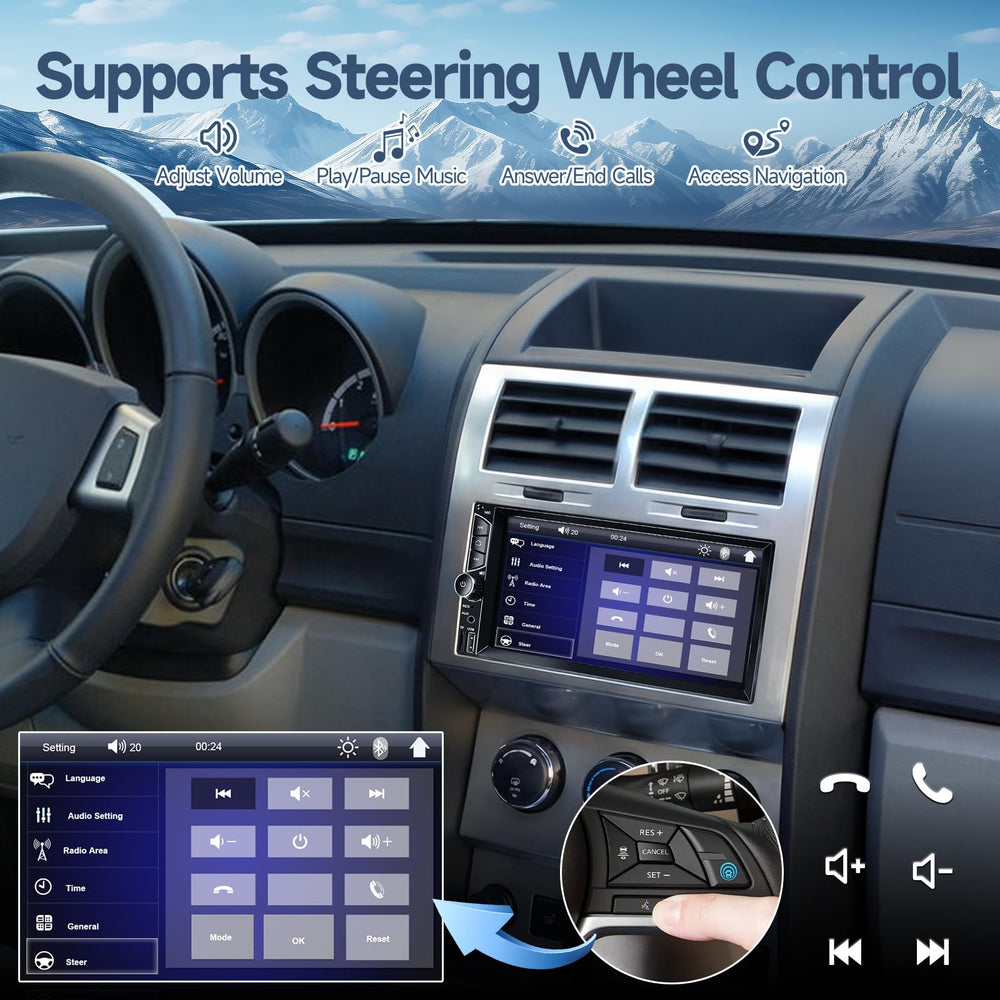 Leadfan unidad instalada en coche demostrando ajuste doble din seguro