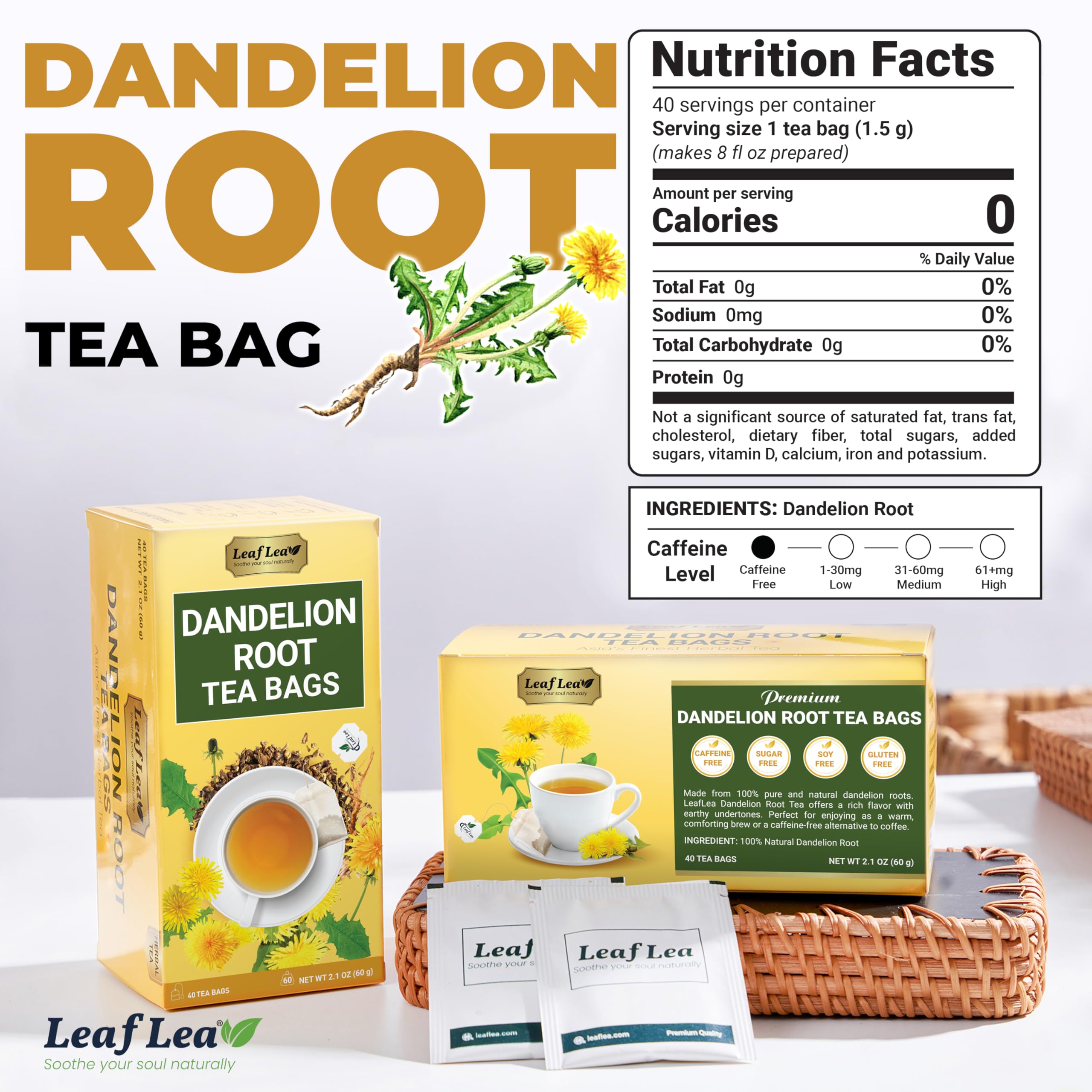 LeafLea bolsita de té desplegada, filtro sin plástico para infusión limpia