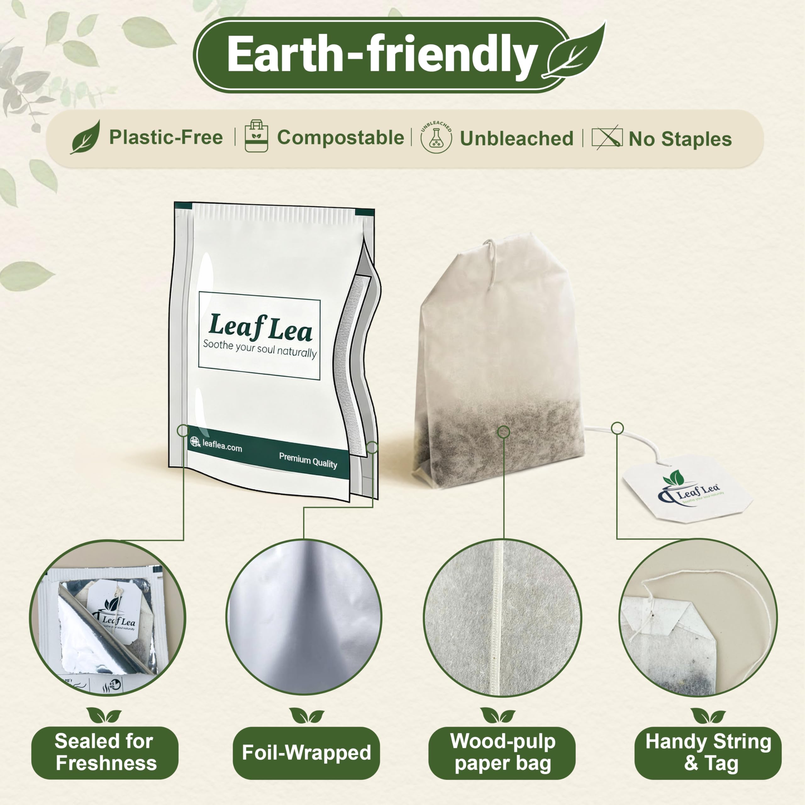 LeafLea vaso con té frío y hielo, refresco herbal revitalizante