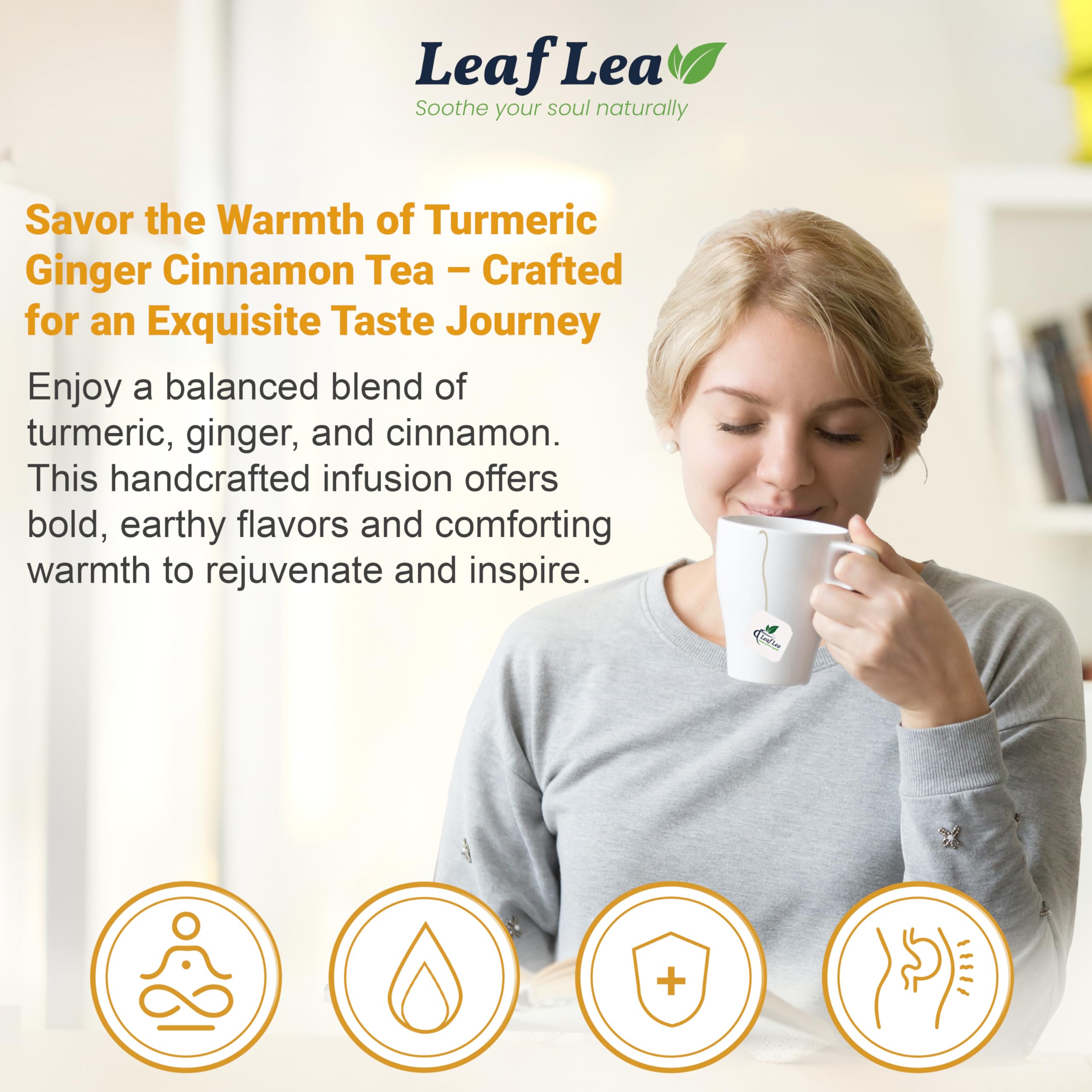 LeafLea cúrcuma en polvo textura dorada para aroma intenso