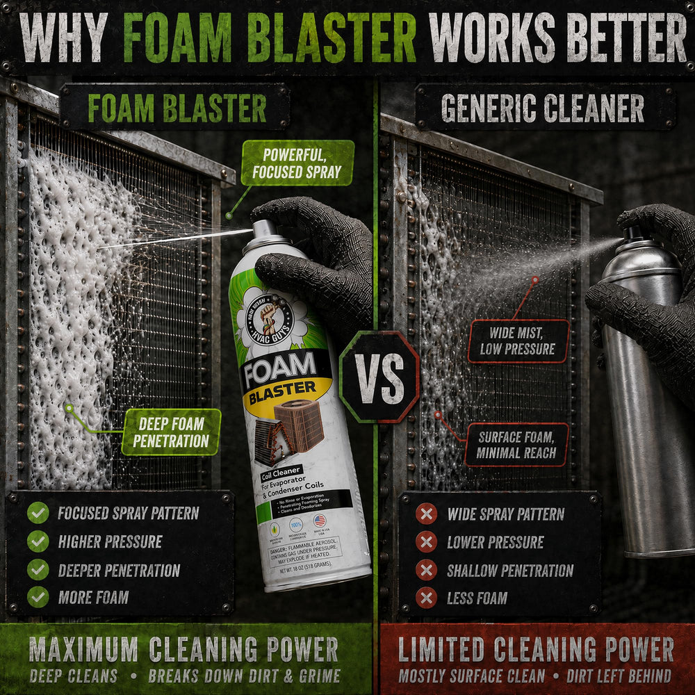 Leak Saver espuma entrando en bobina, penetra y disuelve suciedad profunda
