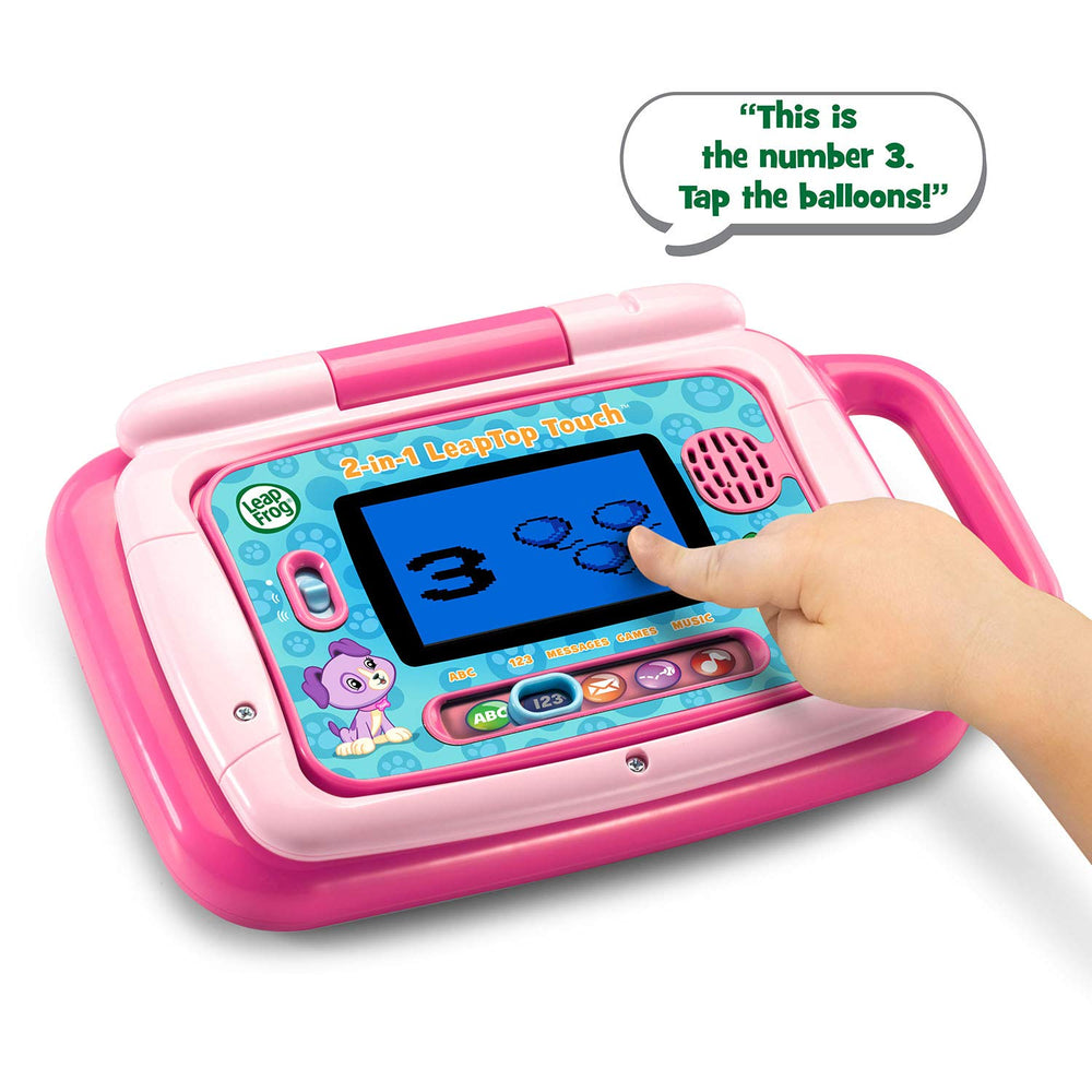 LeapFrog pantalla en modo musical mostrando notas y botones interactivos