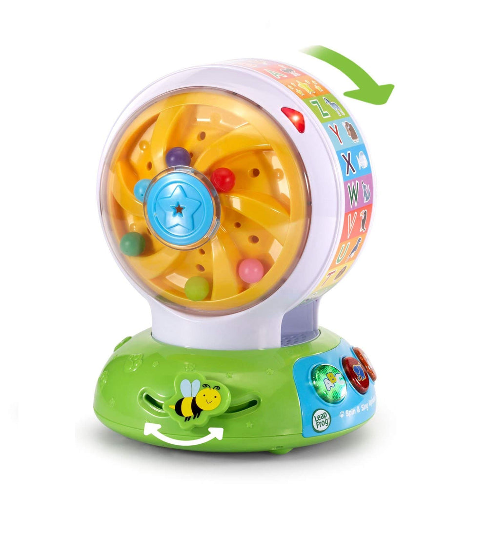 LeapFrog close-up of spinning wheel and beads highlighting tactile detail and movement benefits