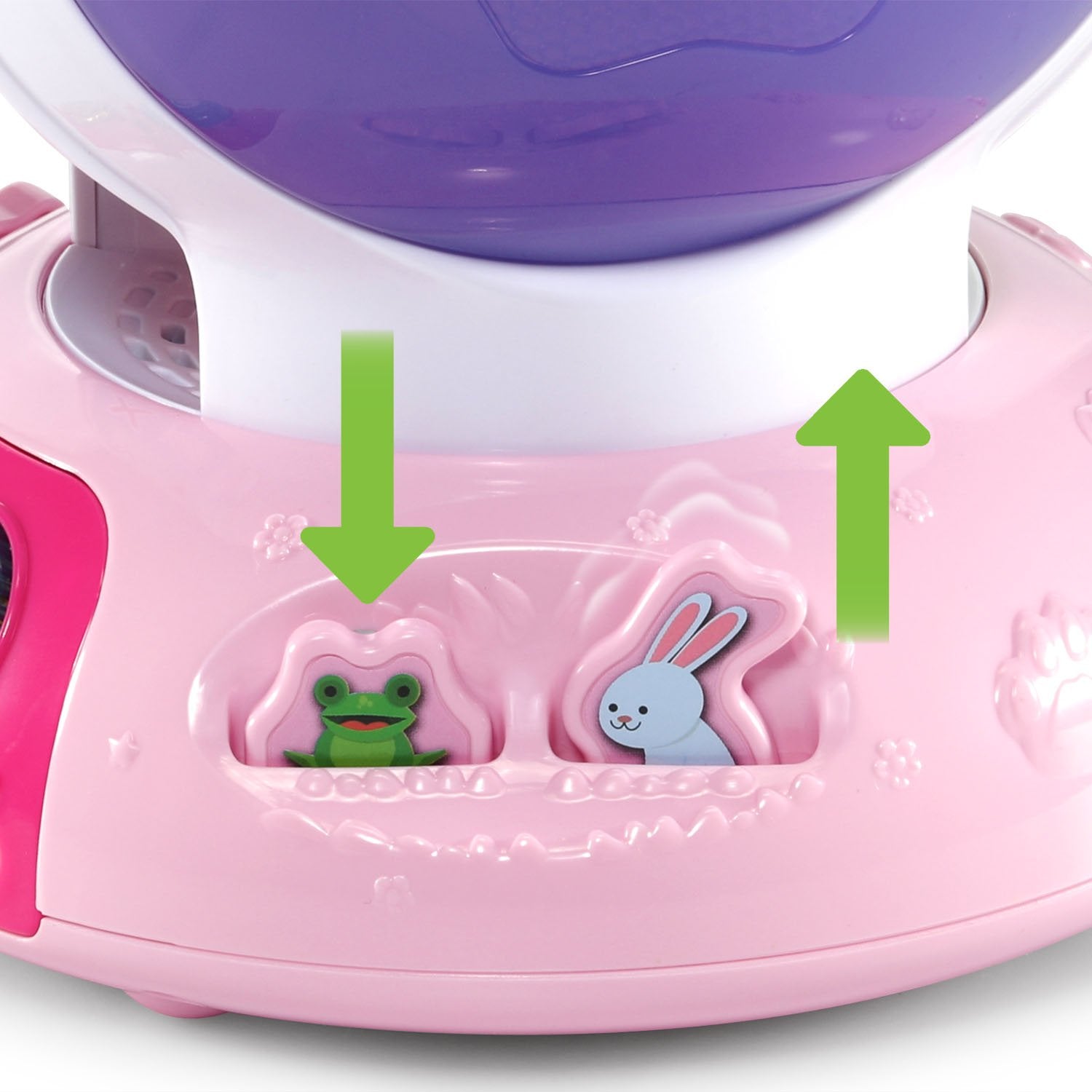 Empaque y etiqueta de LeapFrog Alphabet Zoo rosa con información de modos de juego
