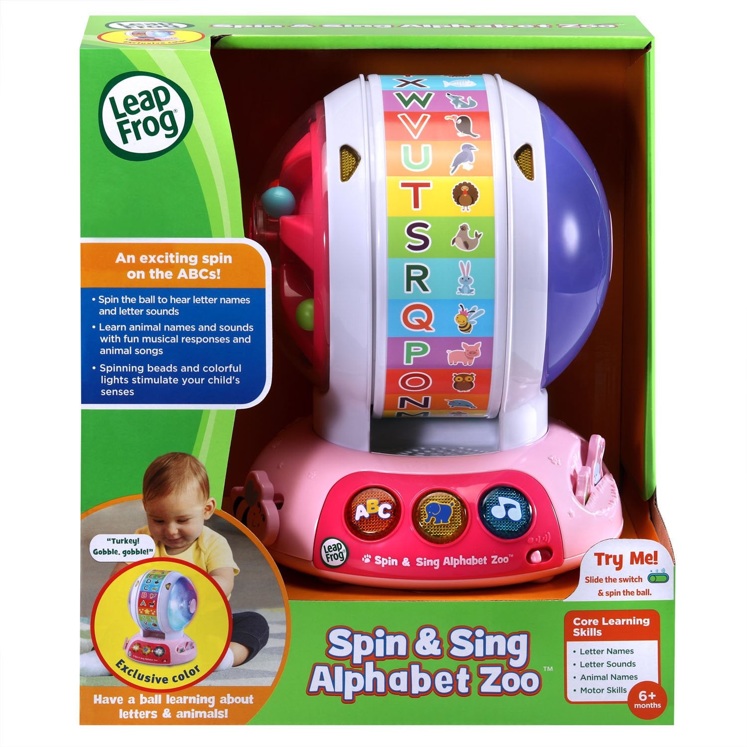 Comparación de tamaño de LeapFrog Alphabet Zoo en manos de un niño para escala