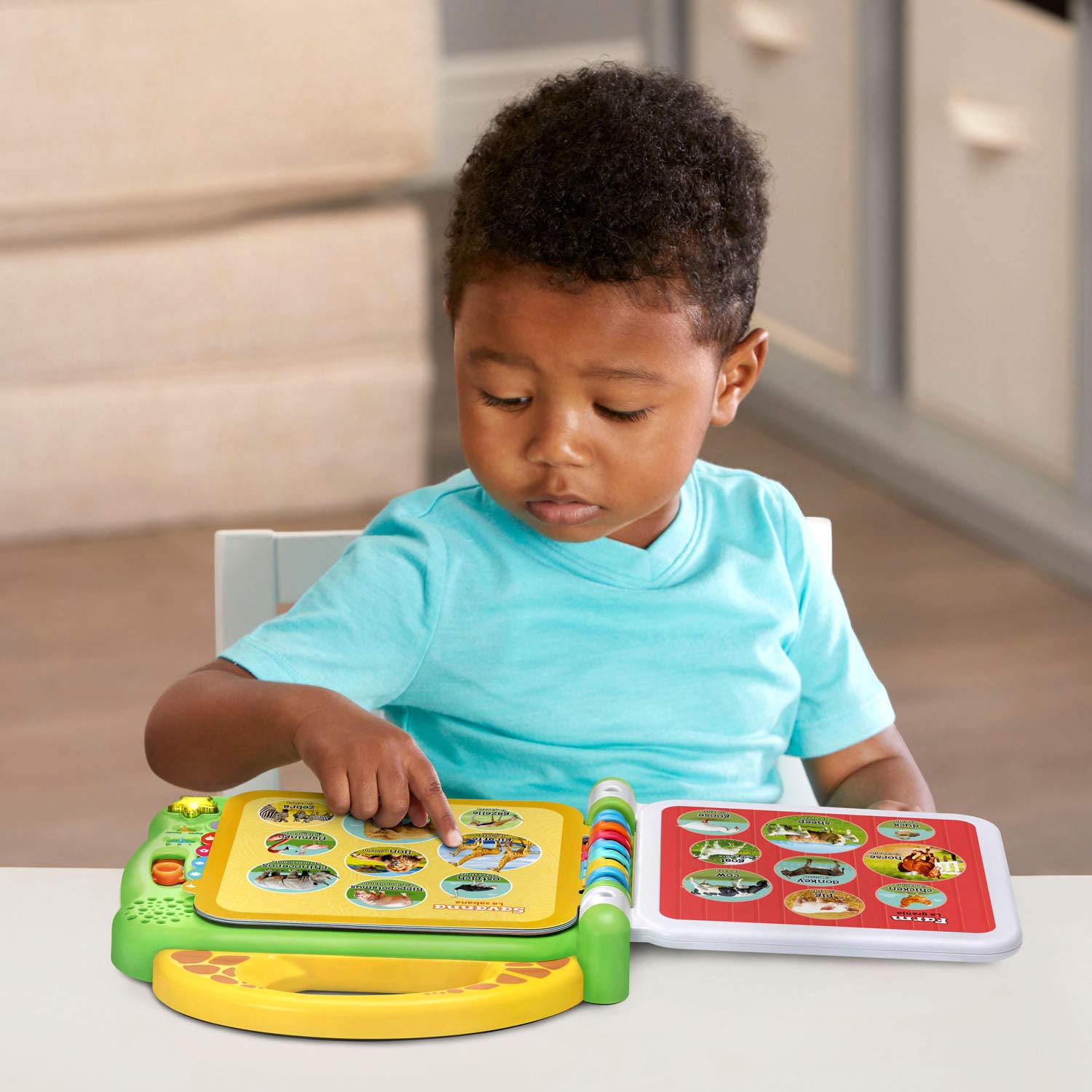LeapFrog etiqueta con información de pilas y uso recomendado