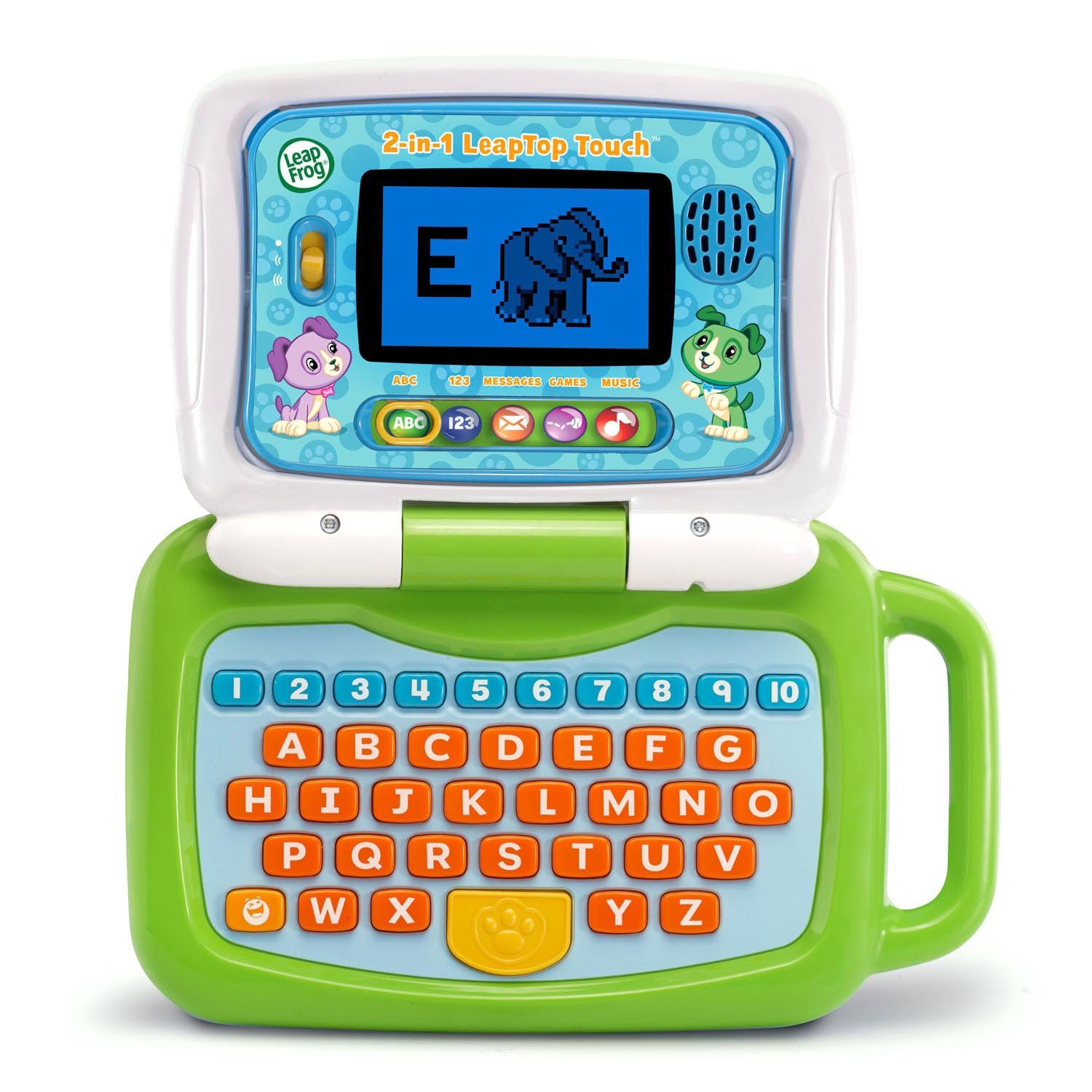 LeapFrog vista frontal del portátil educativo con pantalla y teclado, favorece aprendizaje