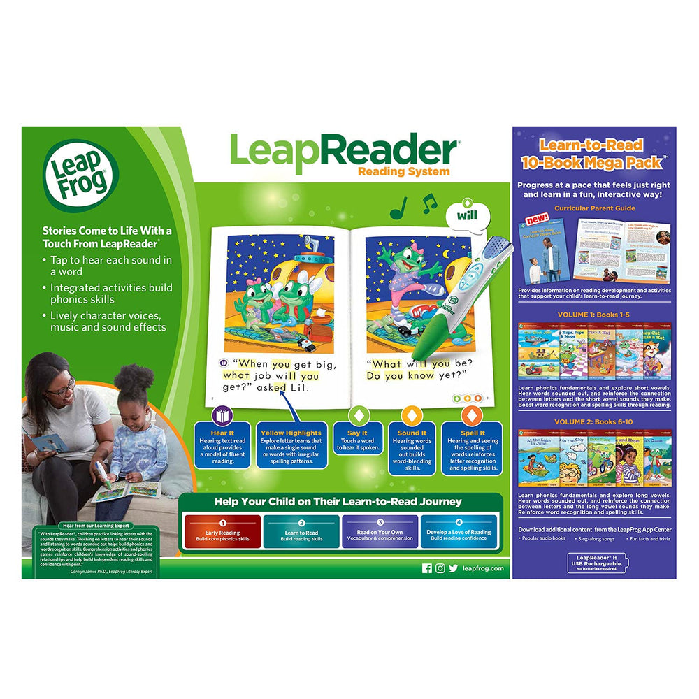 LeapFrog familia leyendo con LeapReader fomentando hábito lector en casa