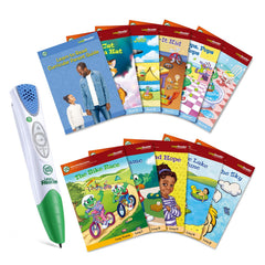 LeapFrog pluma LeapReader y empaque frontal mostrando accesorios educativos