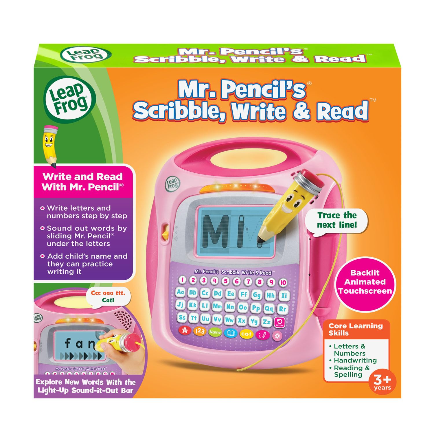 LeapFrog niño sosteniendo Mr. Pencil demostrando ergonomía y aprendizaje activo