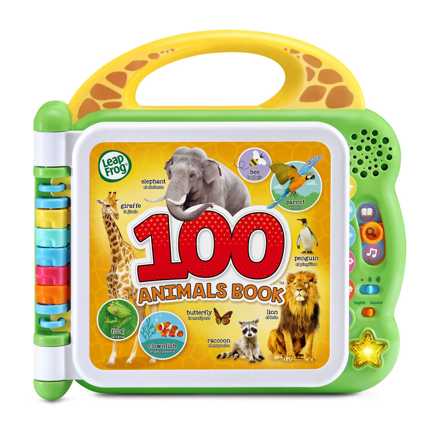 LeapFrog portada frontal verde mostrando 100 animales y beneficio educativo