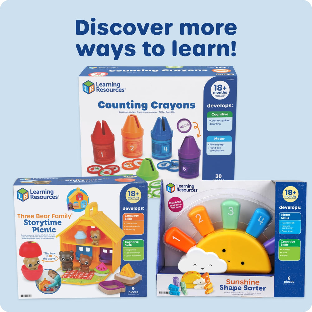 Learning Resources comparación de tamaño con mano para piezas seguras y manejables