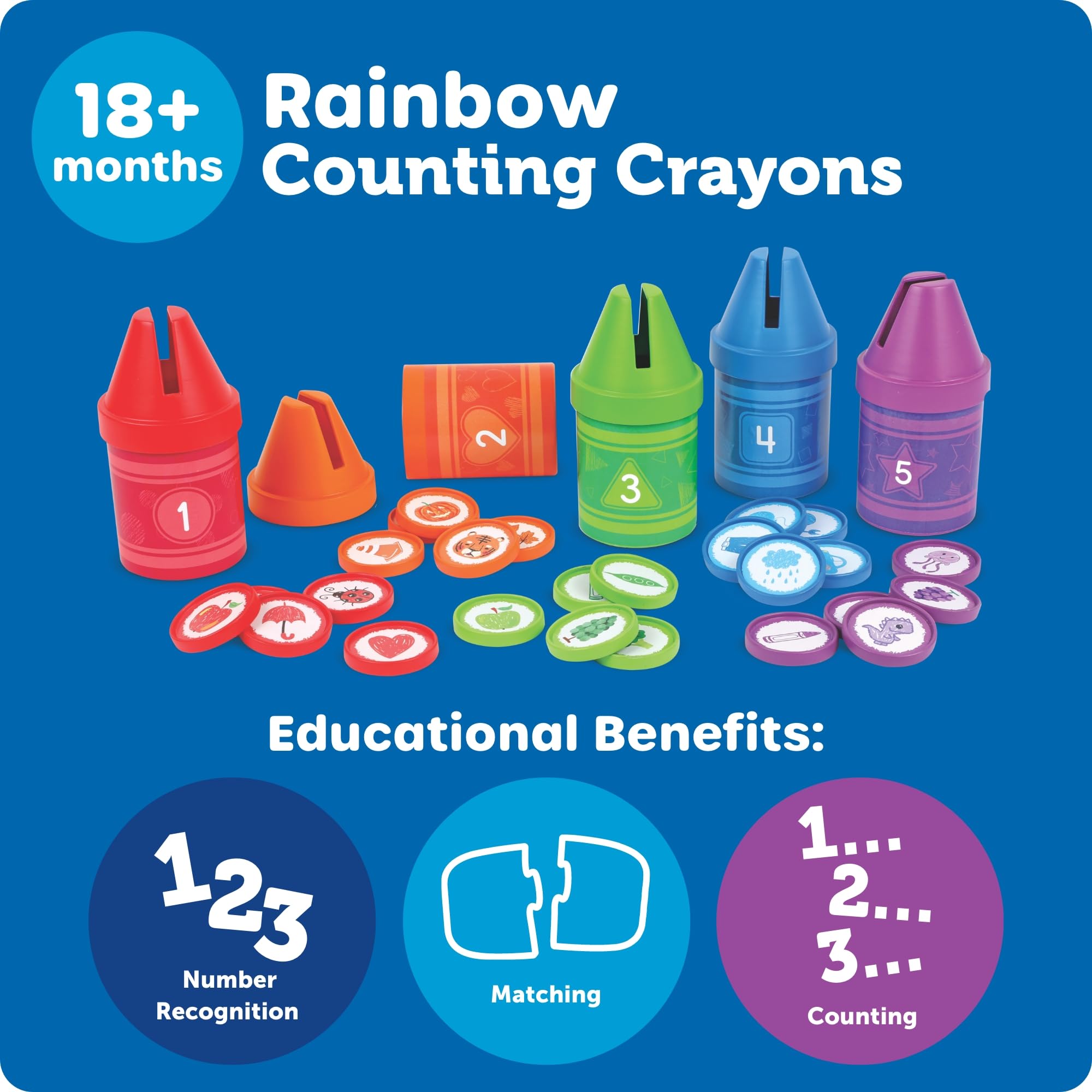 Learning Resources monedas guardadas dentro del crayon para limpieza rápida