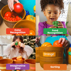Learning Resources niño usando las piezas para ordenar y aprender colores