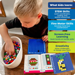 Learning Resources bandeja 10x10 montada con un diseño pixelado completo útil para enseñanza