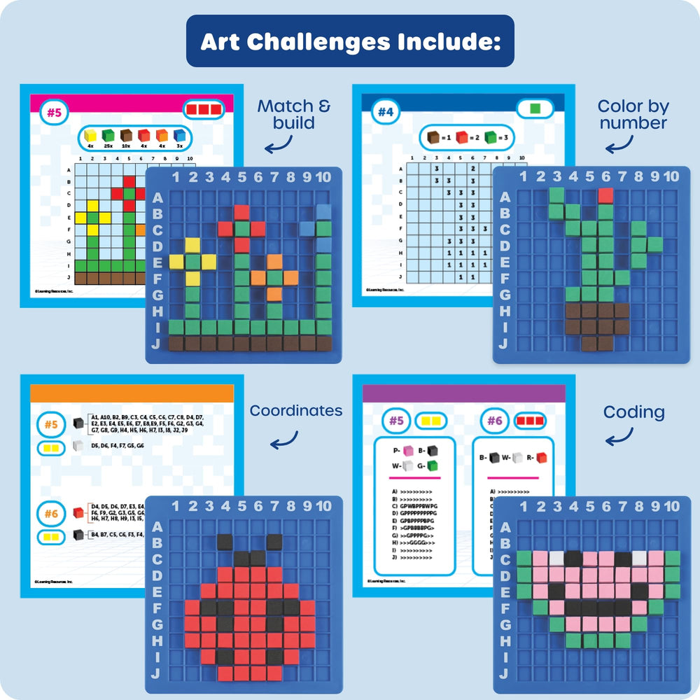 Learning Resources cuadernillo de retos abierto con instrucciones claras para aprendizaje guiado