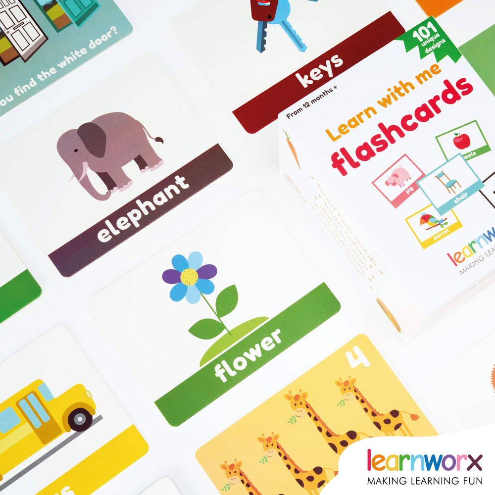 LearnWorx colección abierta mostrando categorías de animales y alimentos para vocabulario