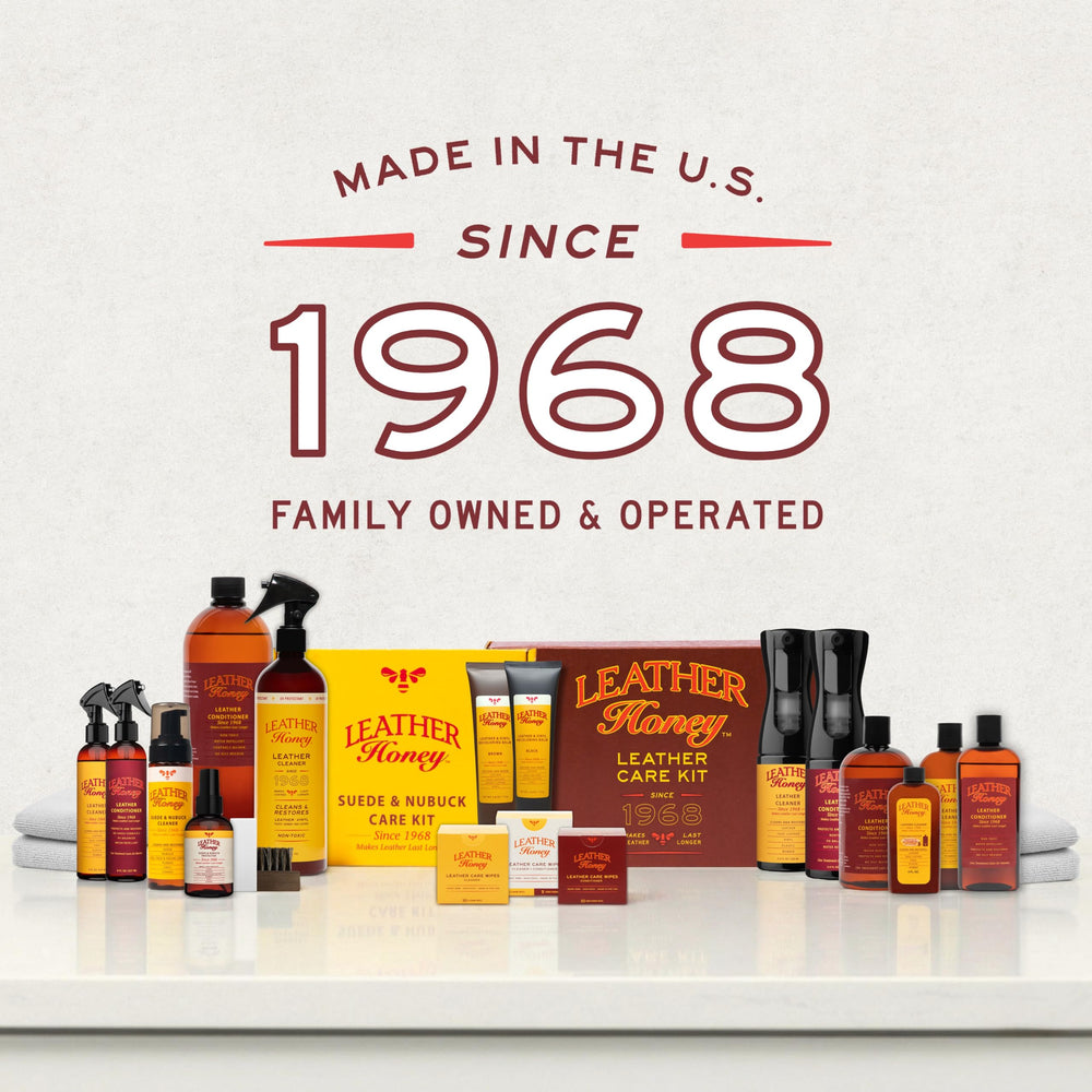 Leather Honey etiqueta del producto con instrucciones y beneficios
