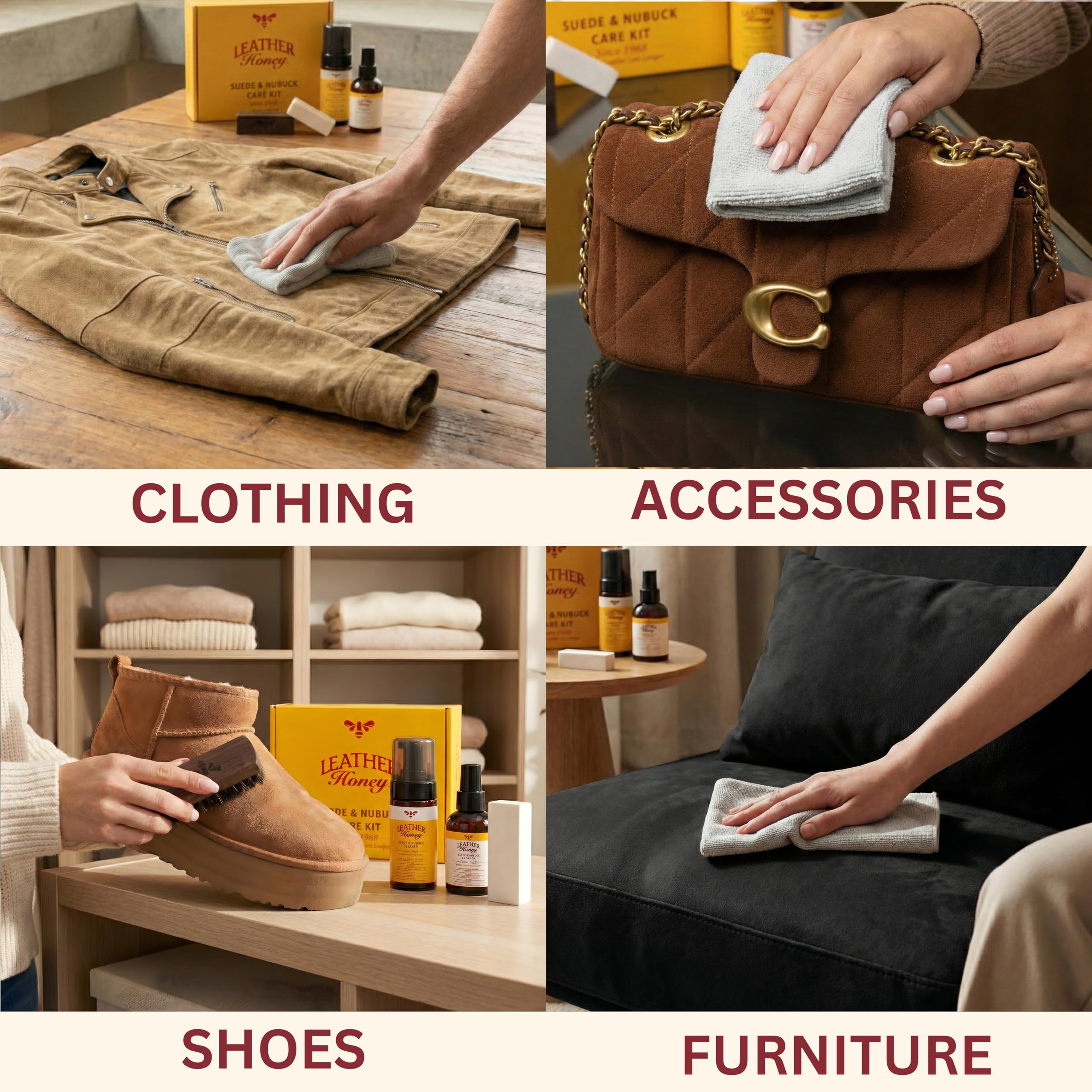 Leather Honey goma quitamanchas eliminando marcas superficiales de ante