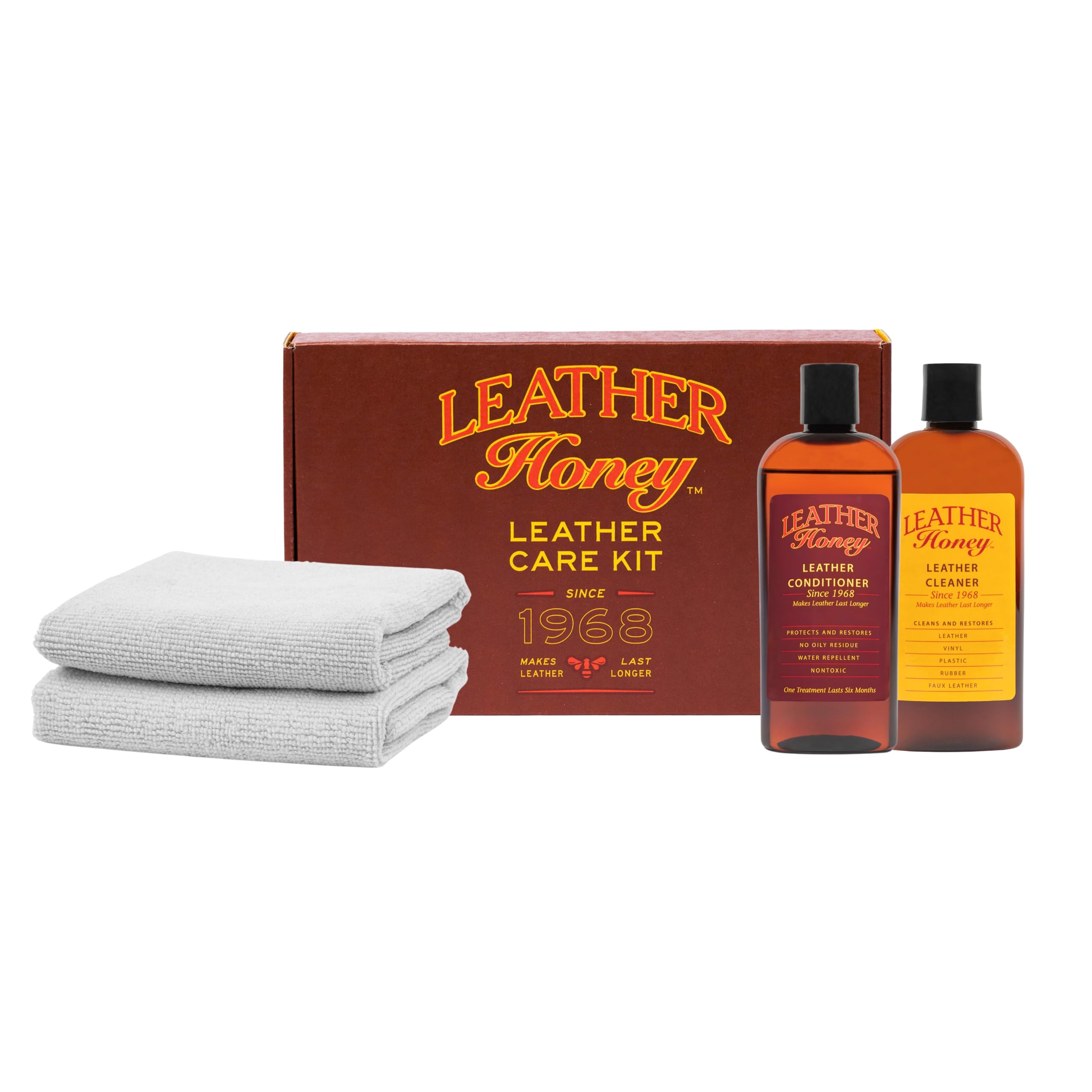Leather Honey kit presentación frontal mostrando envases y beneficios duraderos