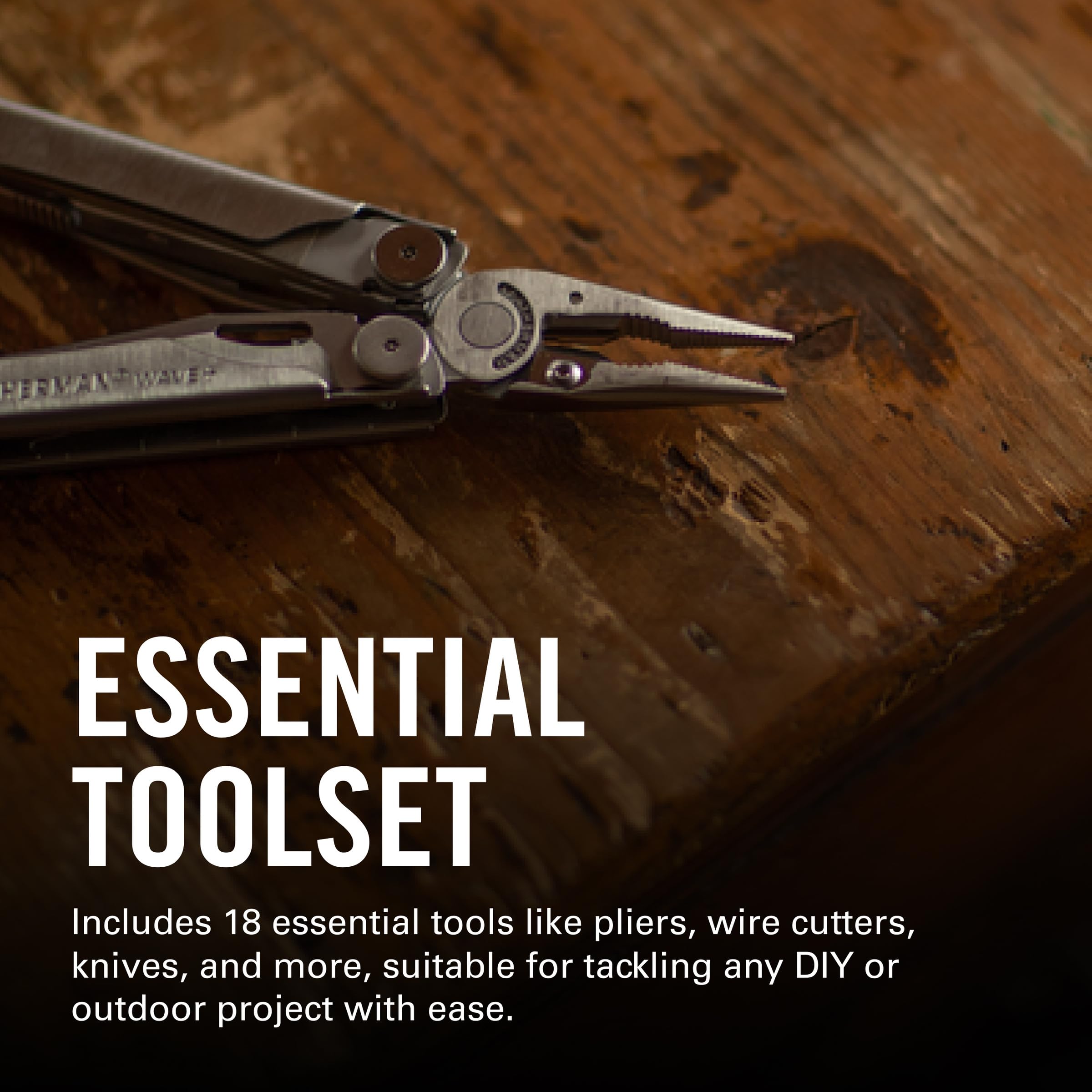 Leatherman Wave Plus primer plano de cuchilla, corte preciso y duradero