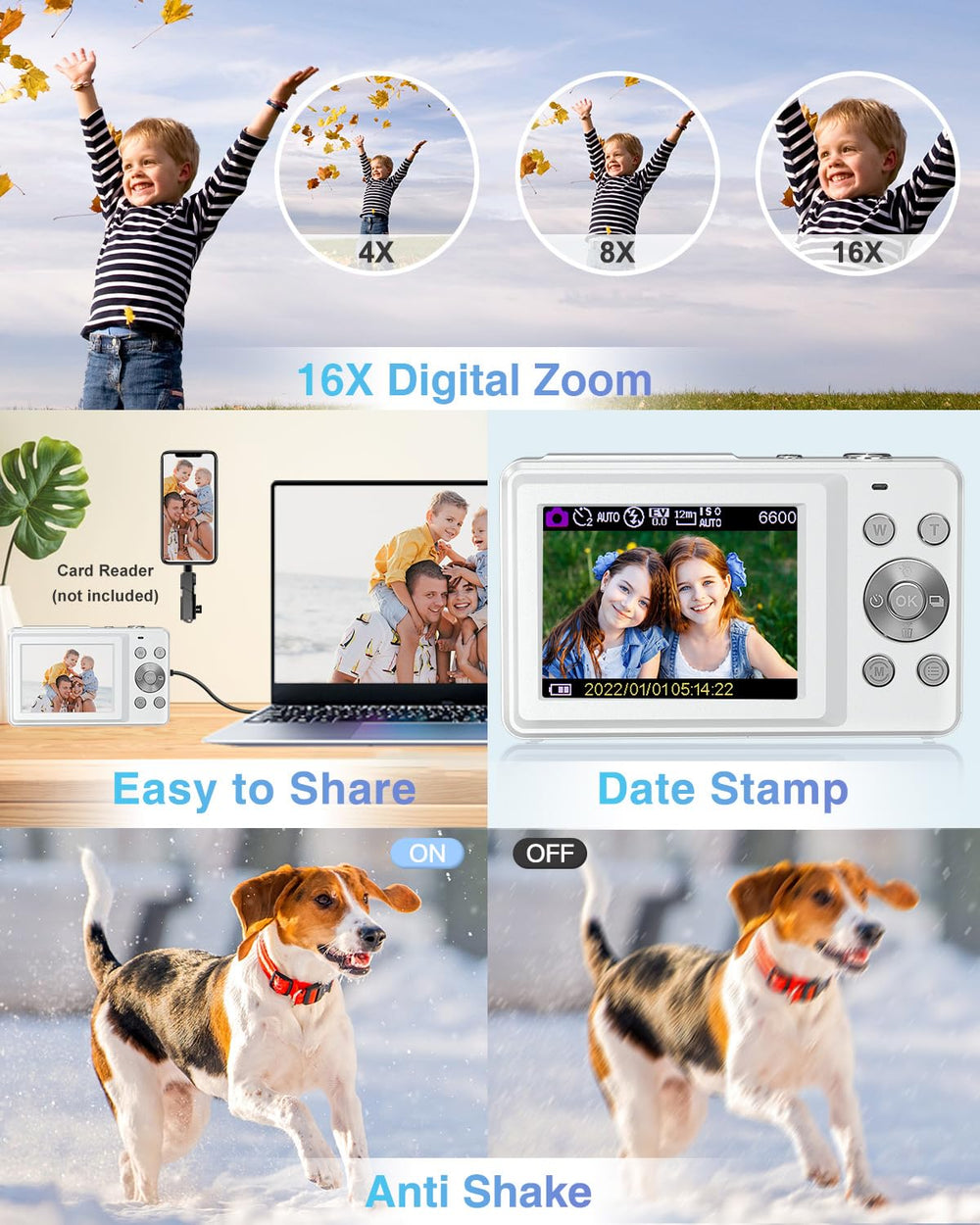 Lecran lente y cuerpo mostrando sistema anti-vibración para fotos más nítidas