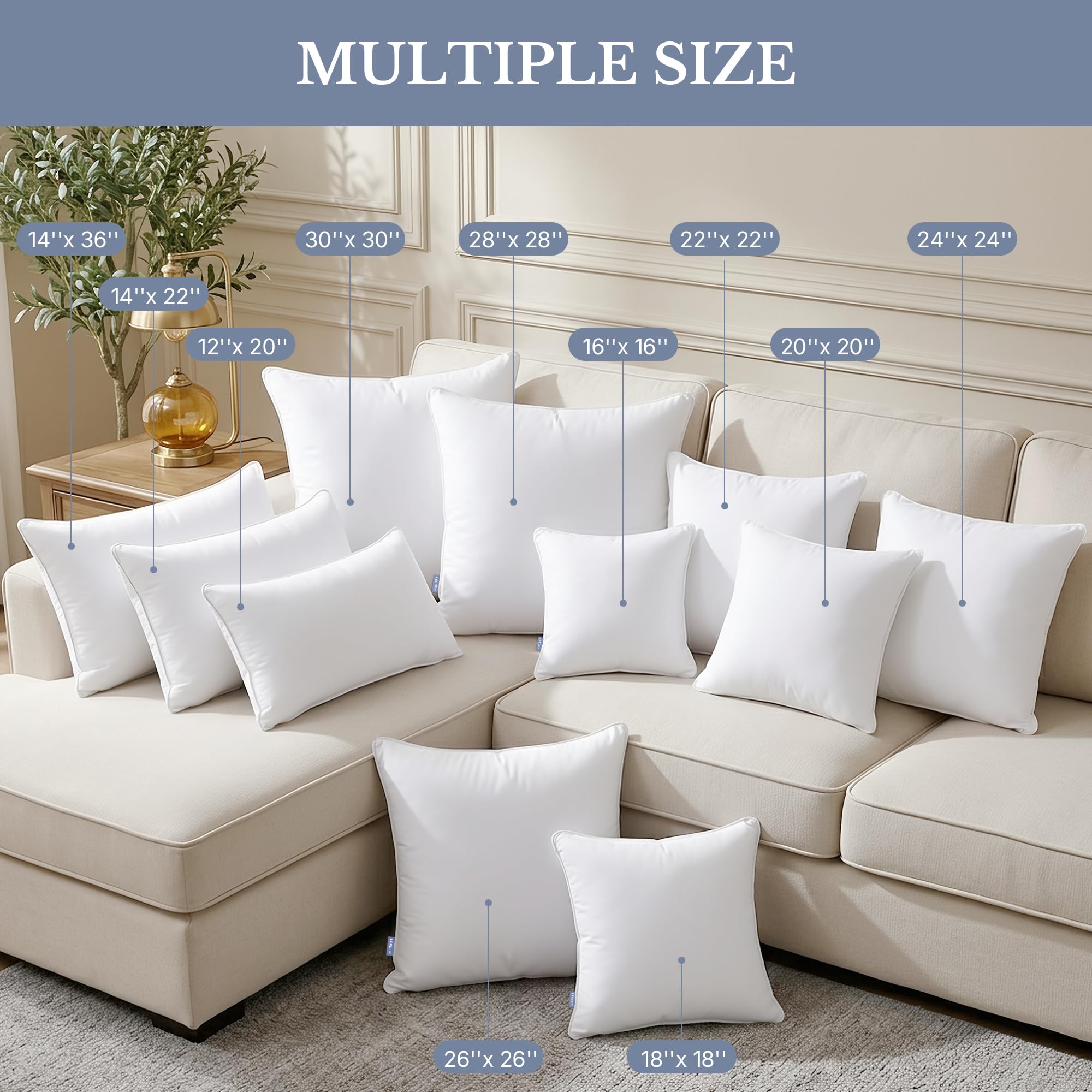 Leeden insert on sofa styled with covers showing instant designer look benefit