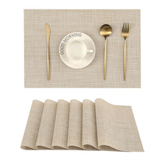 Leetaltree vista frontal del set de 6 individuales beige que embellece la mesa