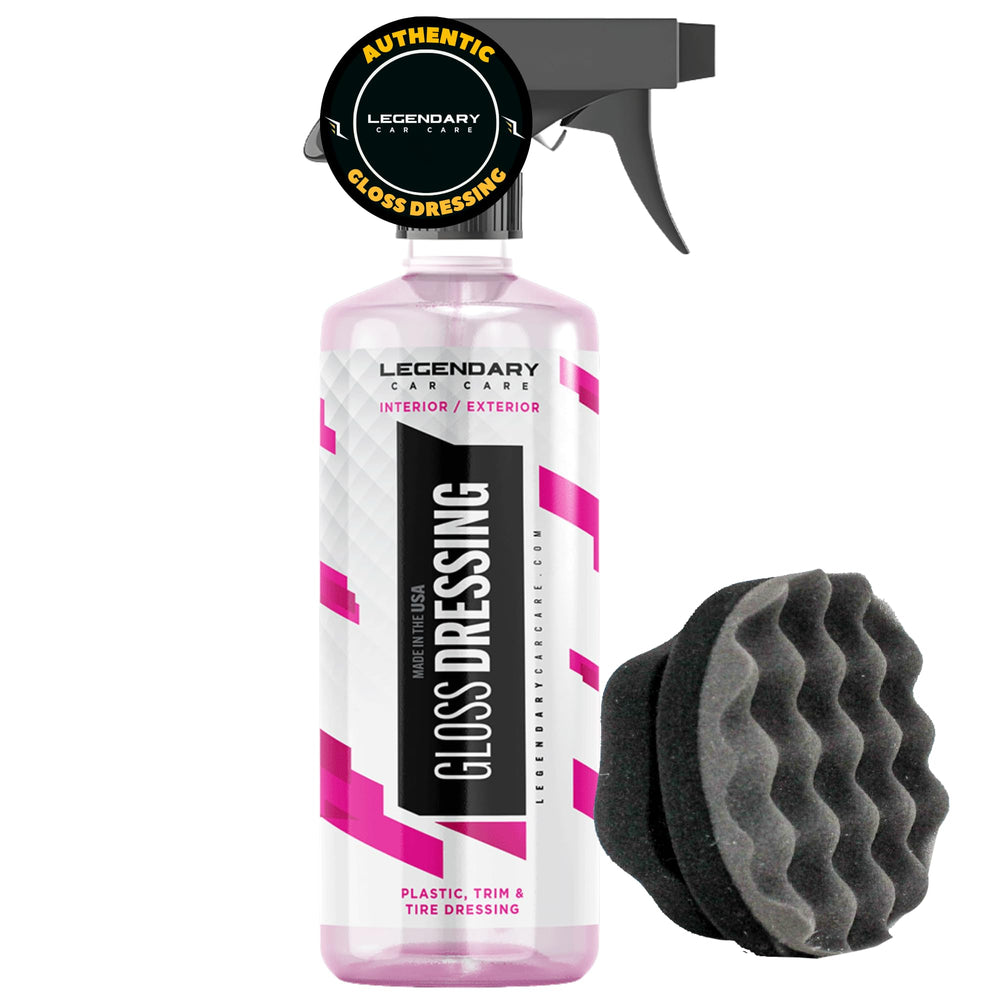 Legendary Car Care botella frontal mostrando etiqueta y beneficio de brillo inmediato