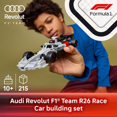 LEGO Audi Revolut F1 detalle lateral con alerón y líneas aerodinámicas