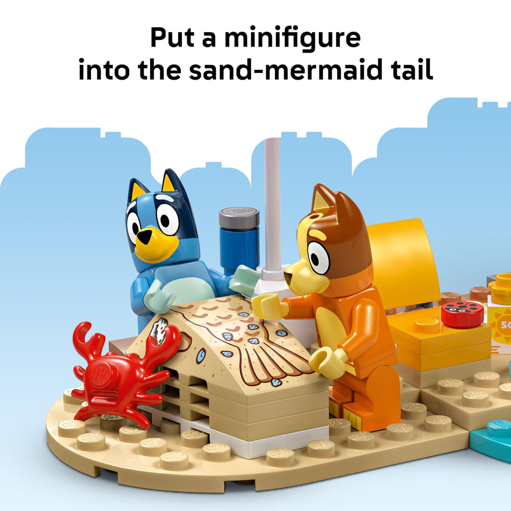 LEGO Bluey escena de juego en playa que inspira historias creativas
