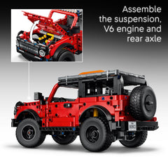 LEGO Ford Bronco cofre abierto con motor V6 detallado visible para aprendizaje