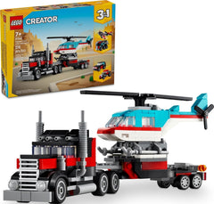 LEGO camión plataforma frontal mostrando diseño y posibilidades de carga