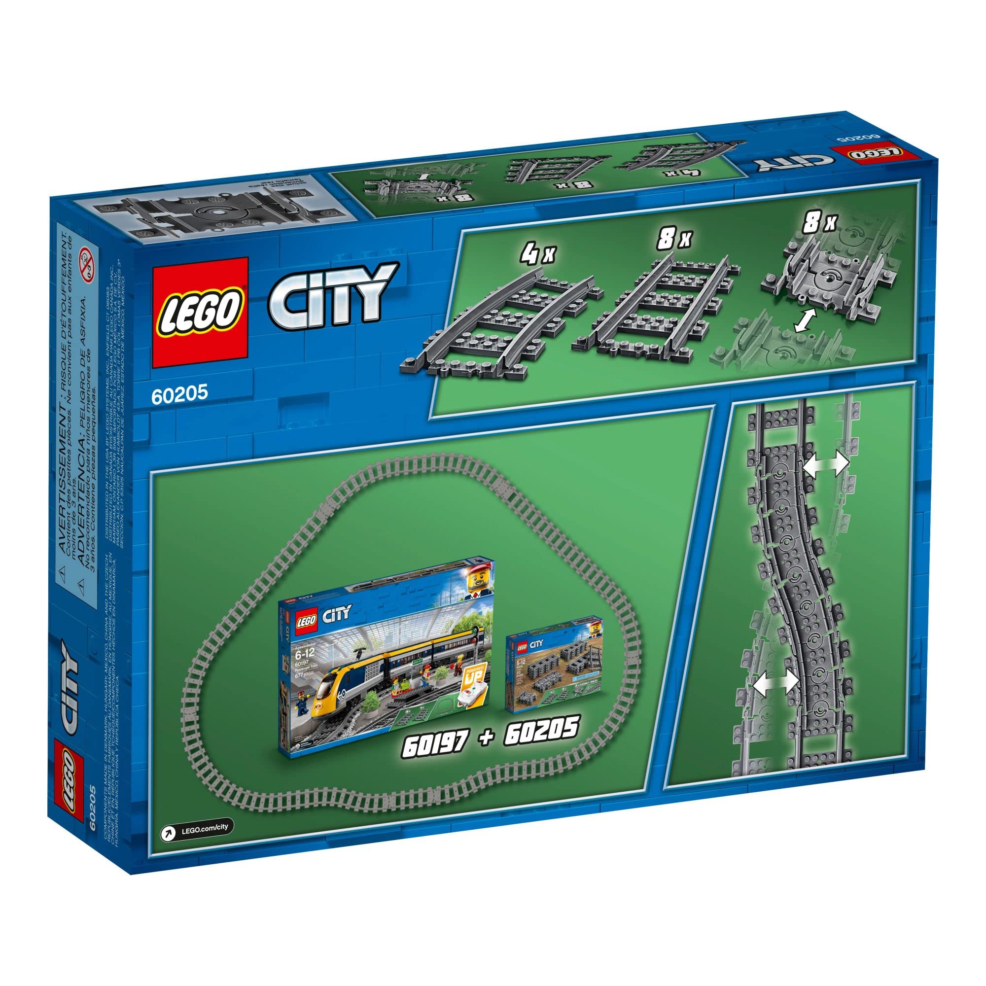 LEGO escena de juego con tren circulando en vías expandidas, más diversión