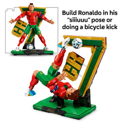 LEGO Cristiano Ronaldo balón nuevo en primer plano para poses auténticas