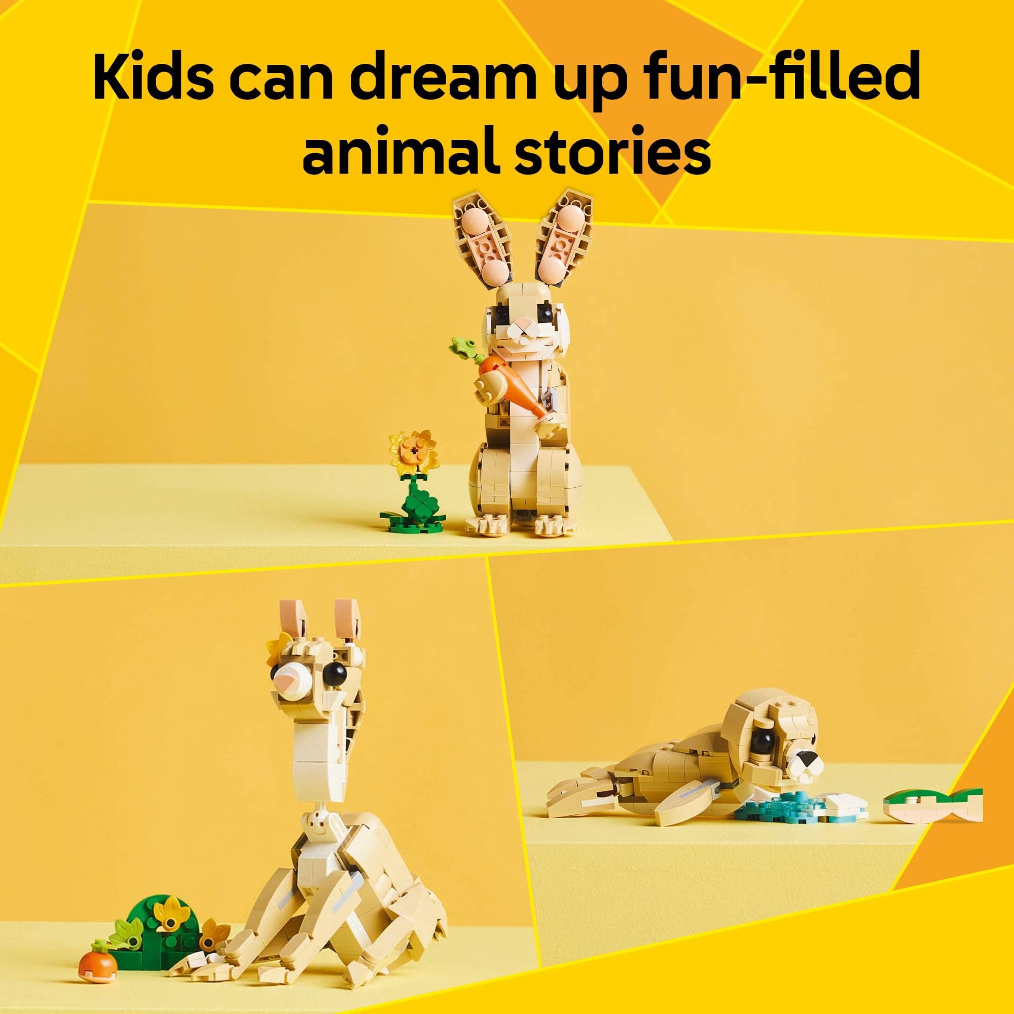 LEGO llama sobre parche de césped mostrando accesorio y juego de rol
