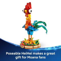 LEGO Heihei sobre su base decorativa resaltando exhibición estable