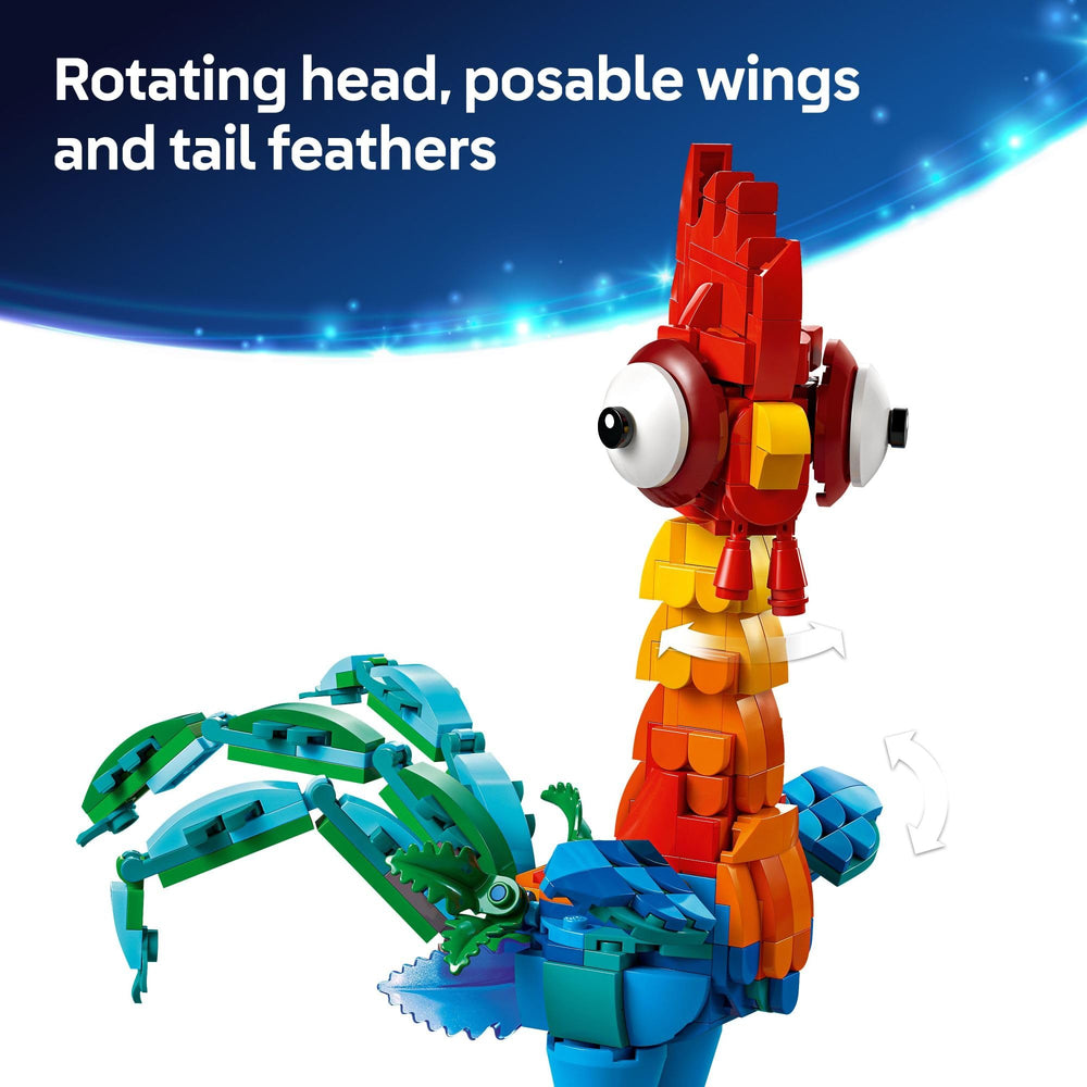 LEGO Heihei junto a una regla para mostrar escala y altura 27 cm