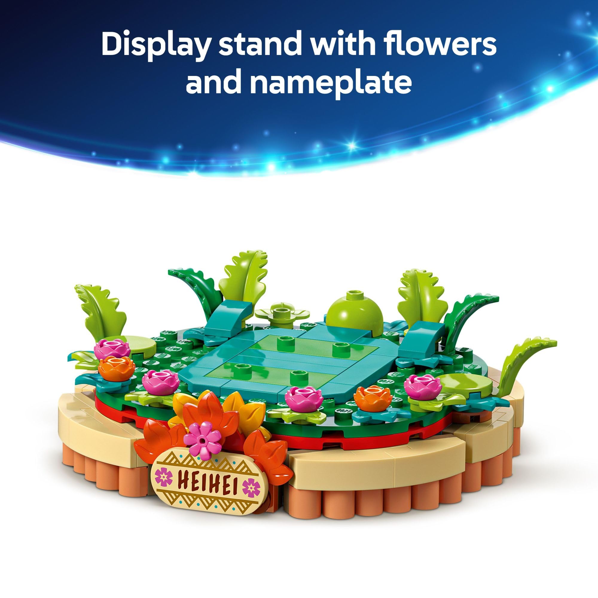 LEGO placa con nombre y flores destacando acabado decorativo del set