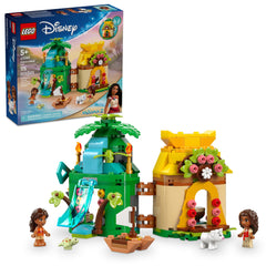 LEGO detalle frontal del set mostrando la isla y la casa, ideal para juego portátil