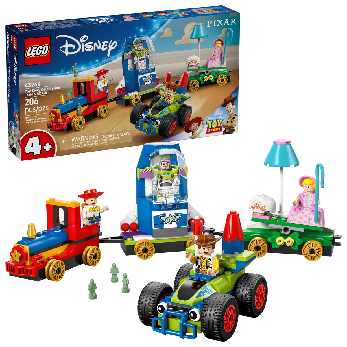 LEGO frontal del tren de celebración mostrando colores vivos y montaje fácil
