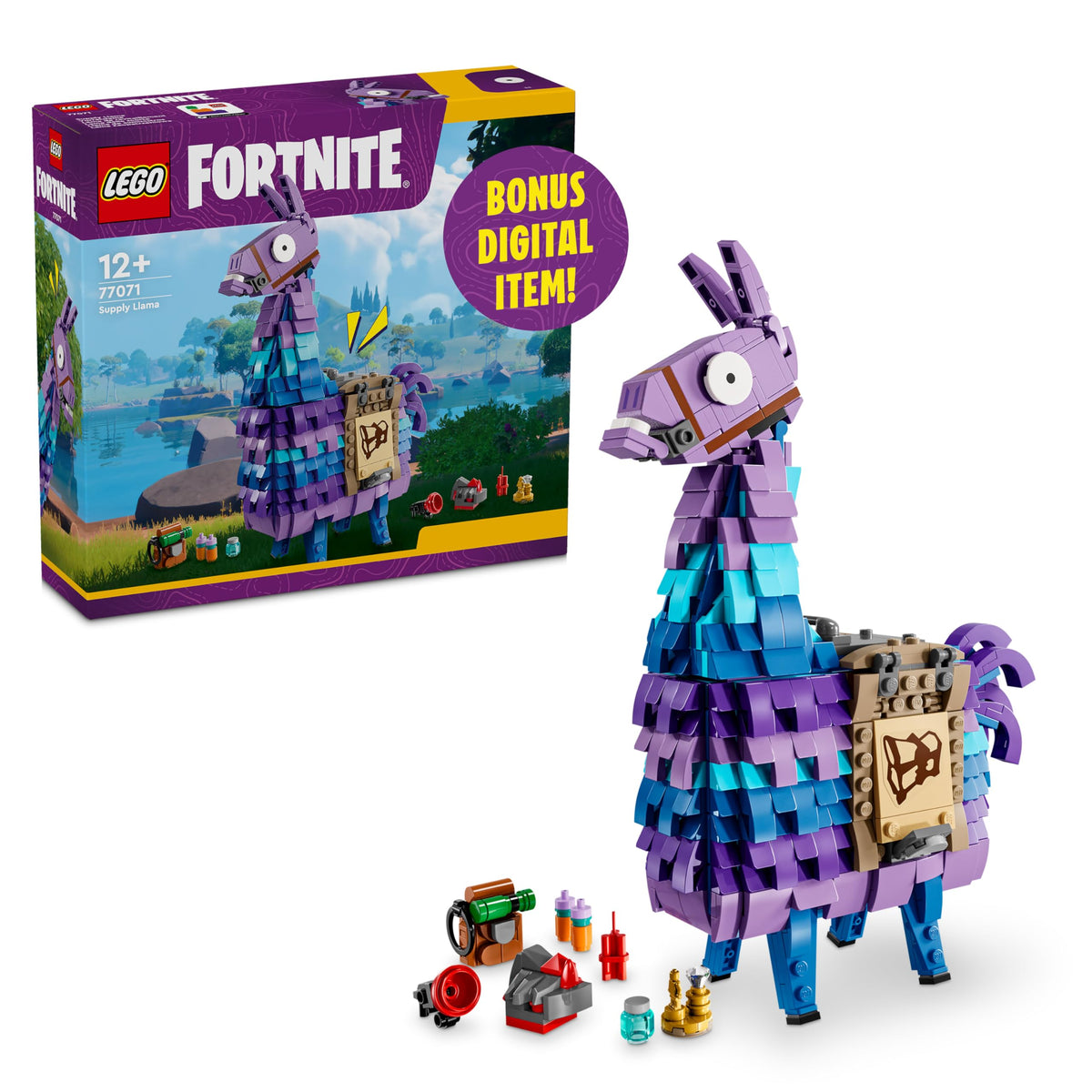 LEGO Supply Llama frontal mostrando silueta reconocible y colores vibrantes