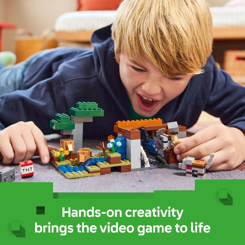 LEGO Minecraft piezas cerca, resalta calidad y textura de montaje