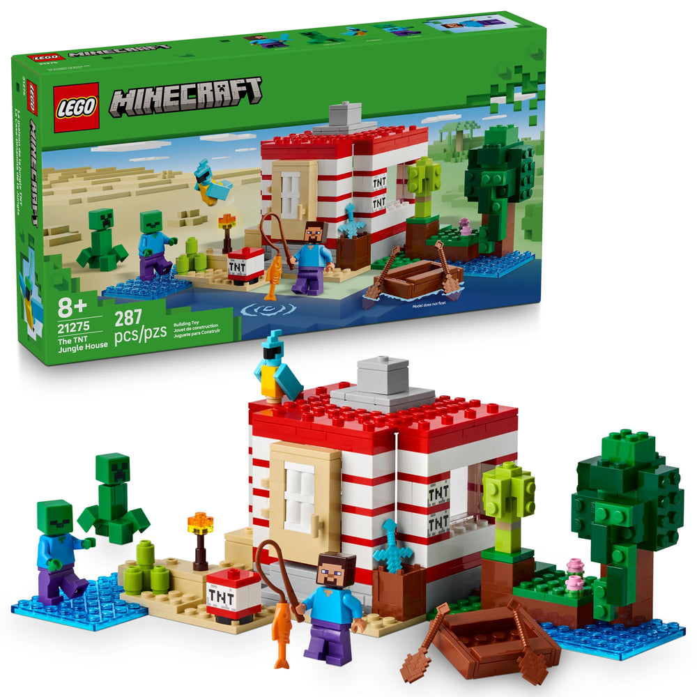 LEGO caja frontal del set TNT Jungle House, vista del empaque y piezas