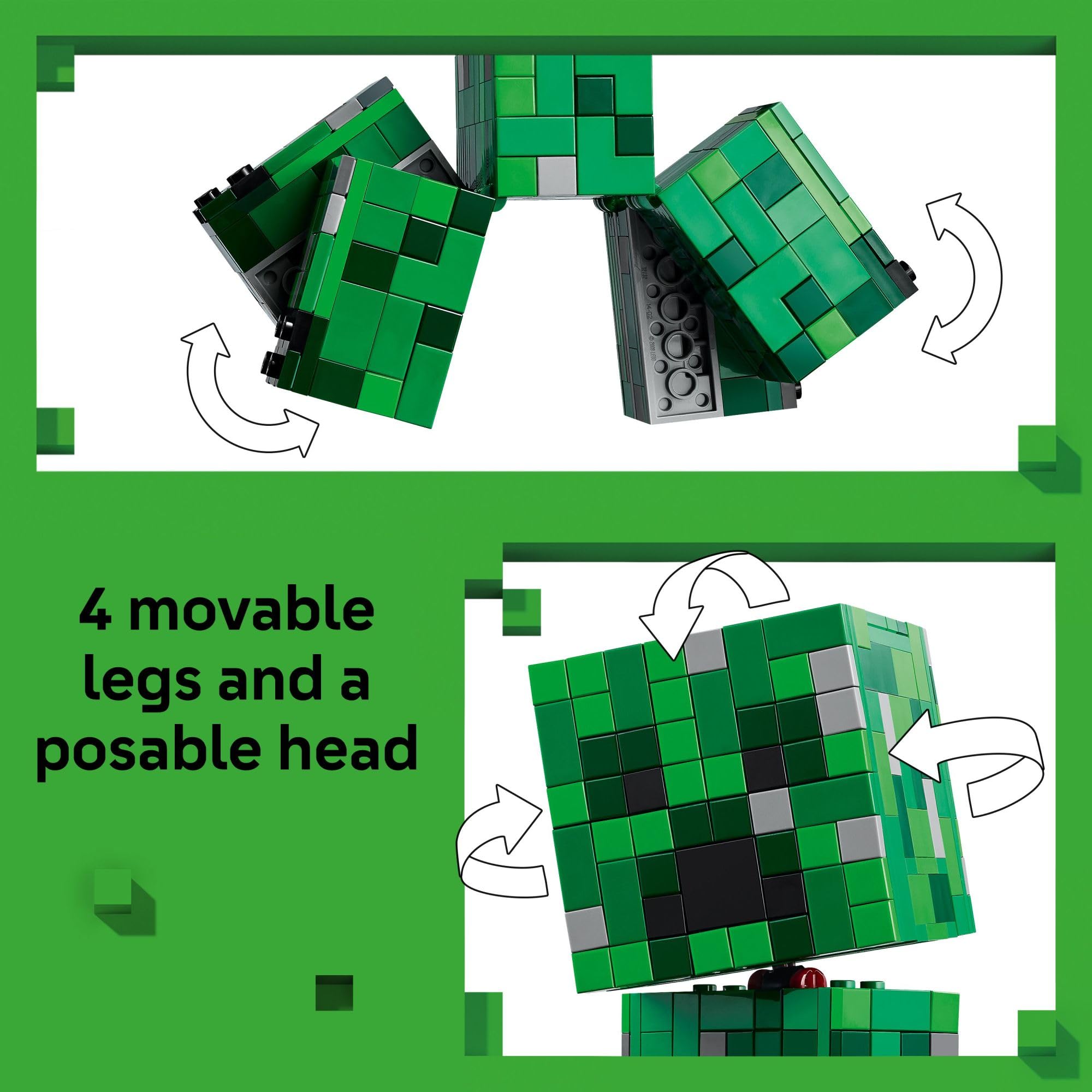 LEGO Creeper patas articuladas en posición de ataque para juego dinámico