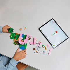 LEGO textura cerdo primer plano con piezas detalladas y colorido
