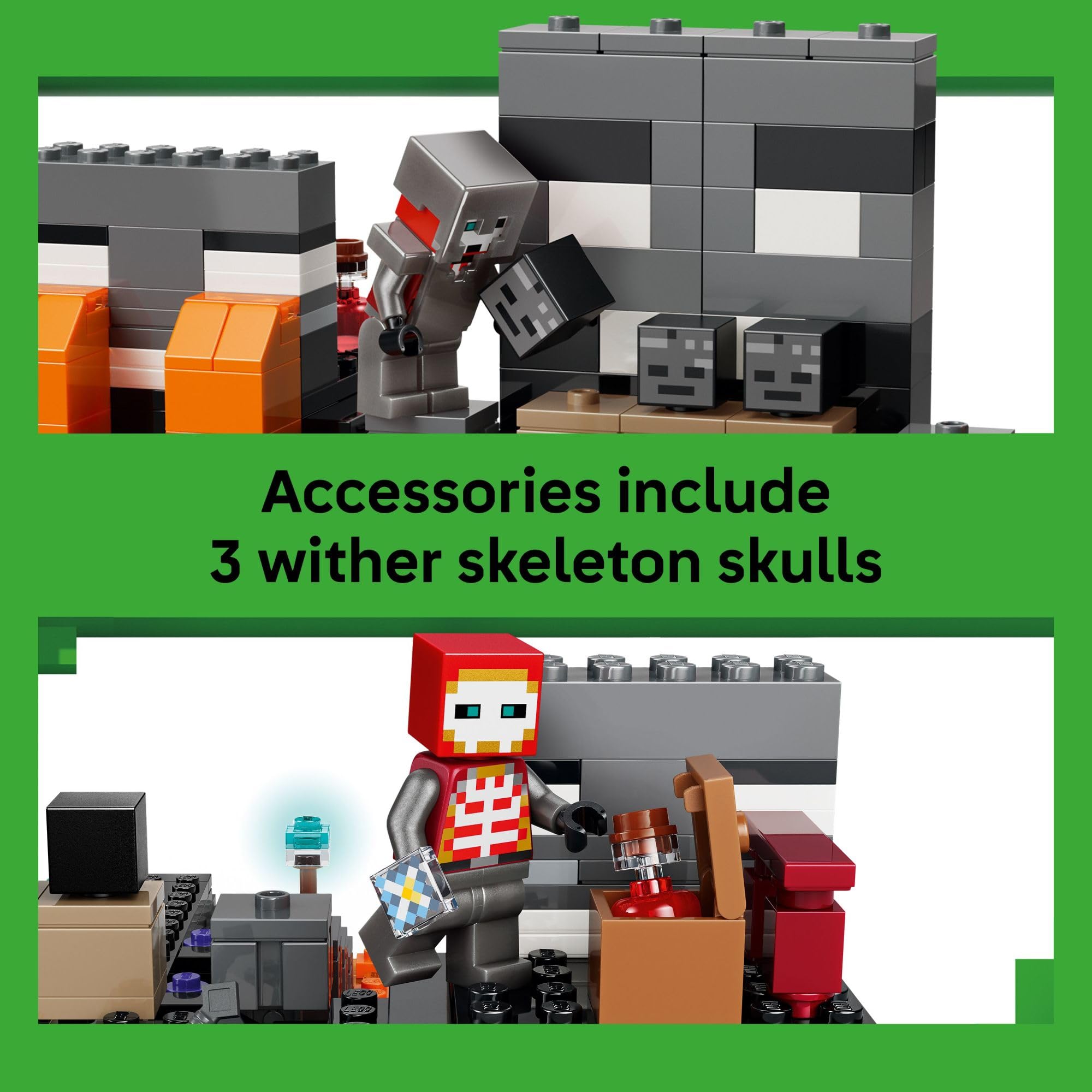 LEGO conjunto de figuras Minecraft incluyendo Crimson Warrior y mobs para batalla
