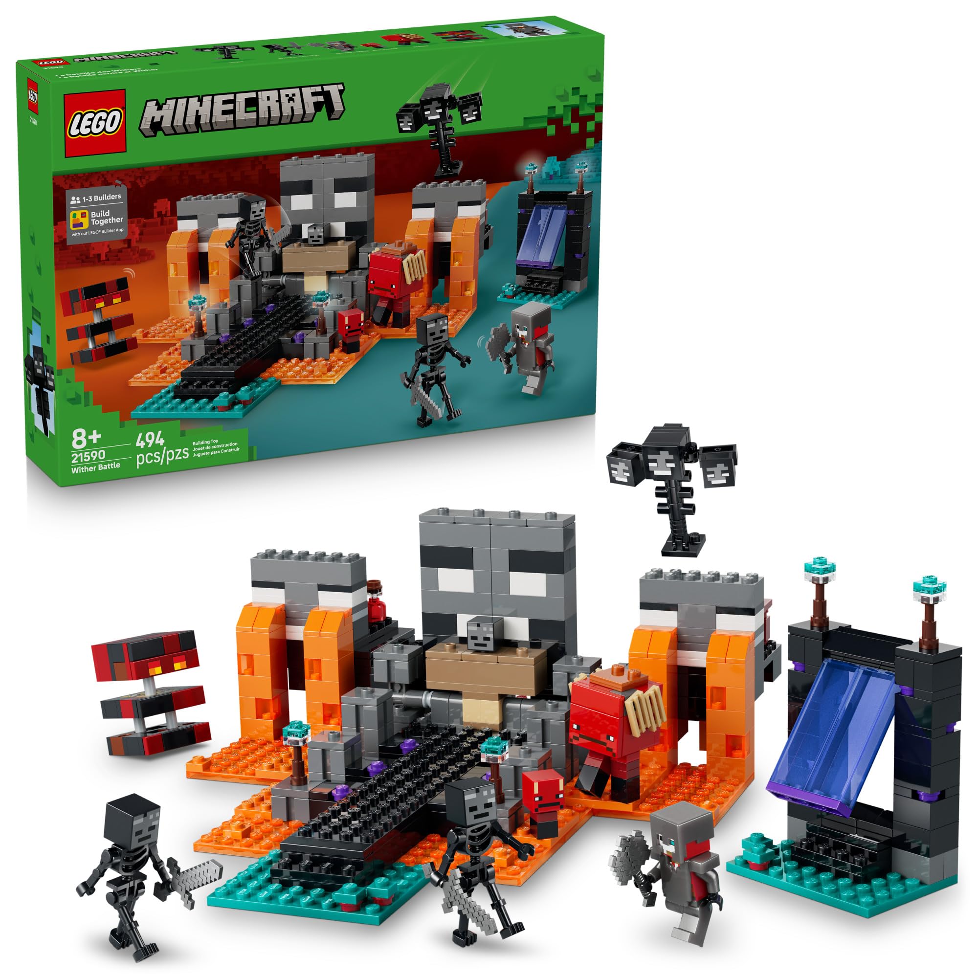 LEGO escena frontal del santuario Wither con portal y beneficio de juego dinámico
