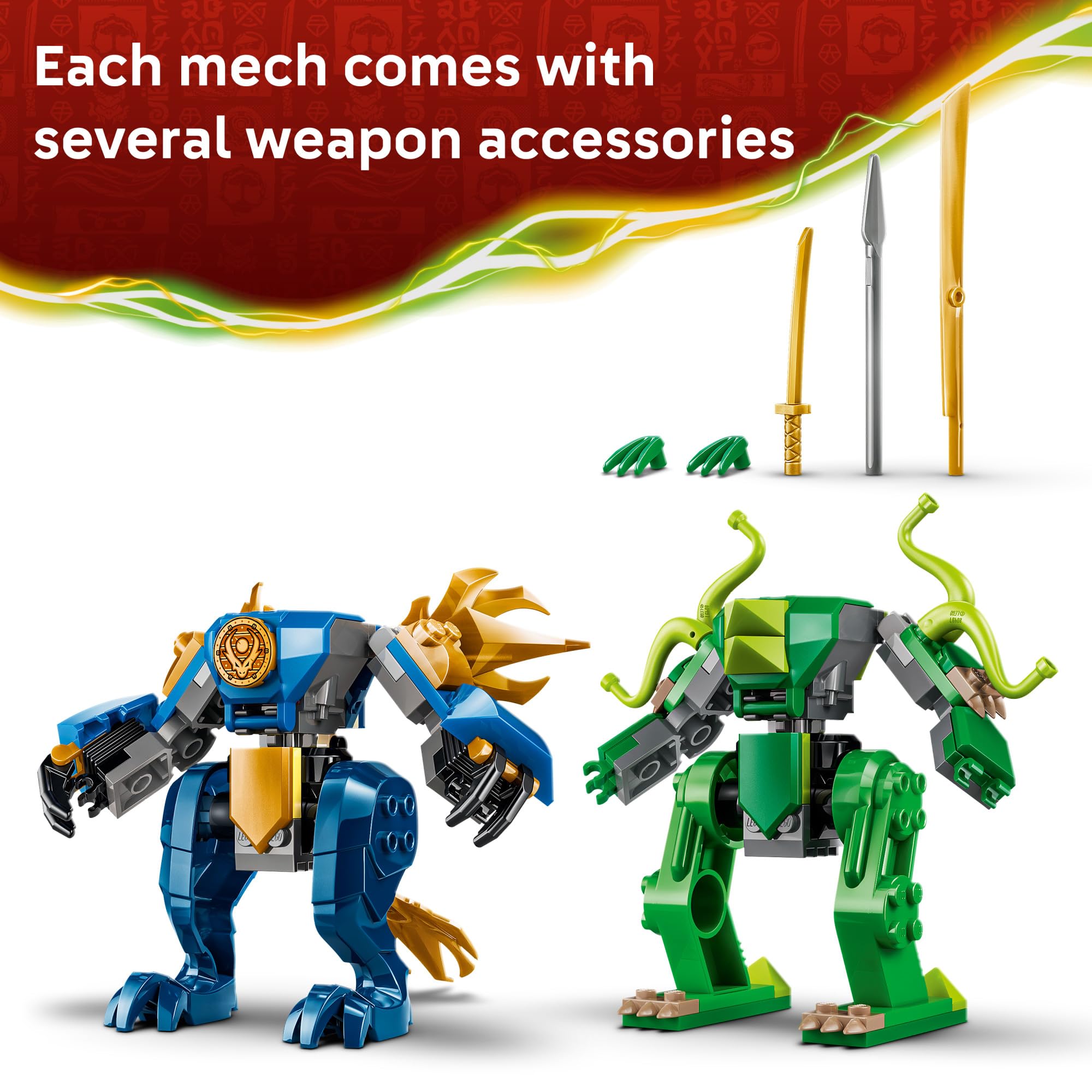 LEGO NINJAGO conjunto 107 piezas desplegado mostrando todas las piezas incluidas