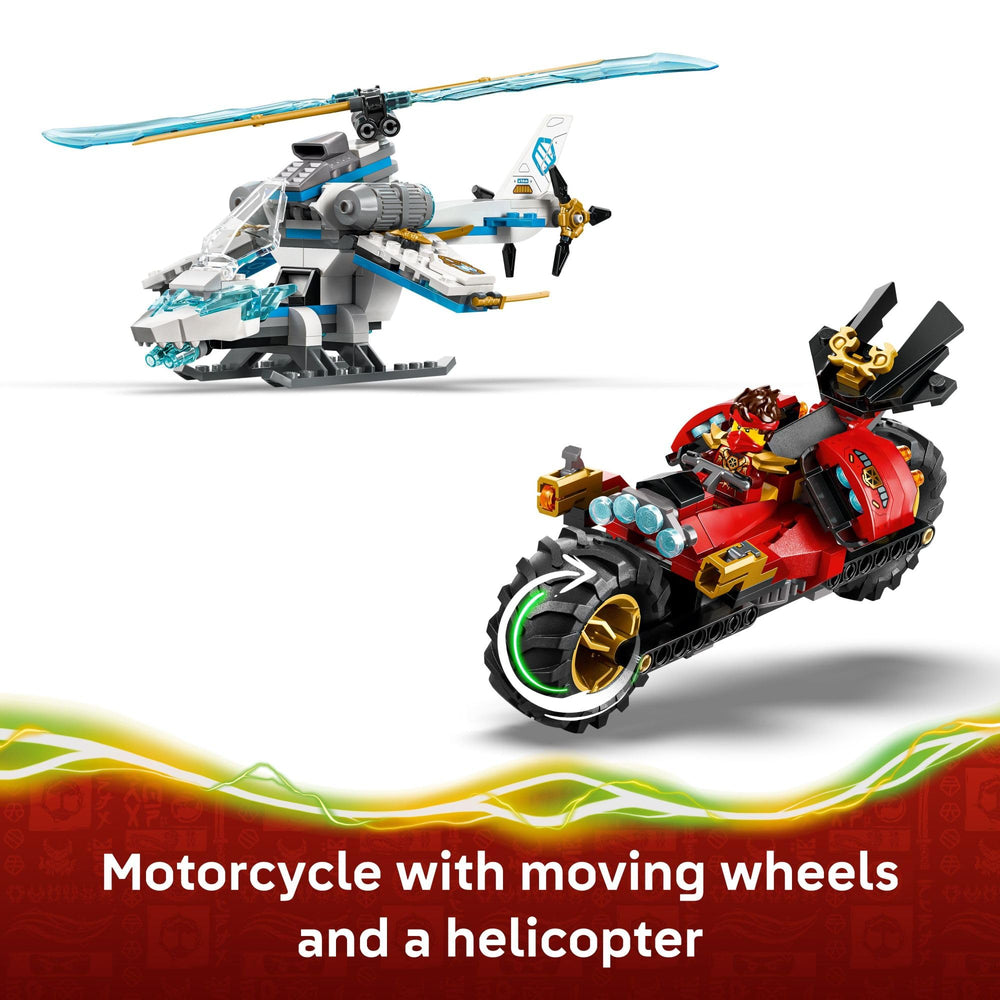 LEGO NINJAGO motocicleta en acción con disparadores y movilidad rápida